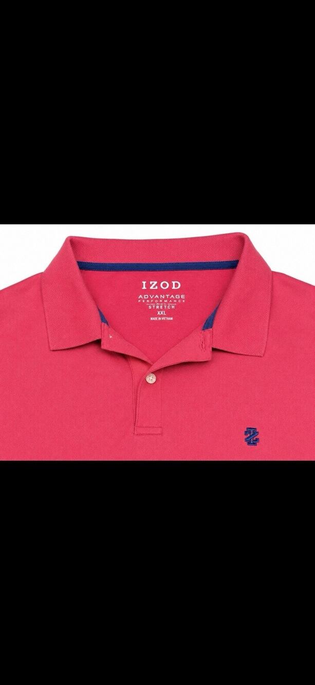 IZOD Advantage Performance Stretch Men's XXL Pink Logo Short Sleeve Polo